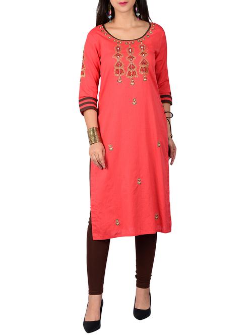 embroidered straight kurta - 15582609 - Very Small Image - 1