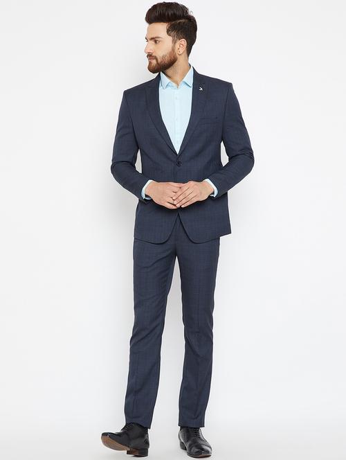 navy blue polyester blend single breasted suit - 15583084 - Very Small Image - 1