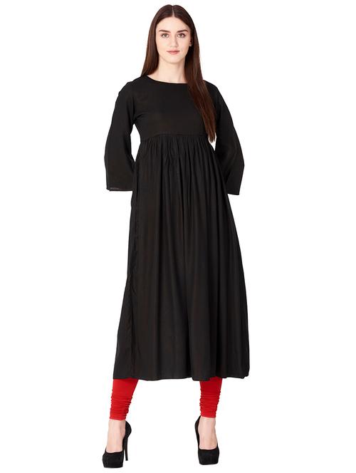 coffee flared kurta with back tassels - 15583325 - Very Small Image - 1
