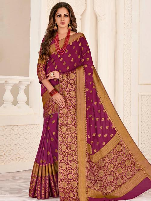 zari motifs woven saree with blouse - 15583415 - Very Small Image - 1