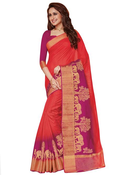 conversational bordered saree with blouse - 15583468 - Very Small Image - 1