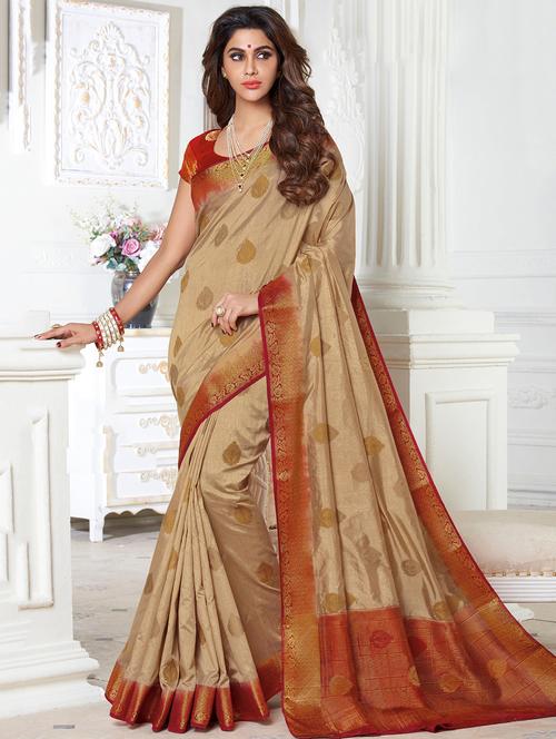 zari motifs woven saree with blouse - 15583471 - Very Small Image - 1
