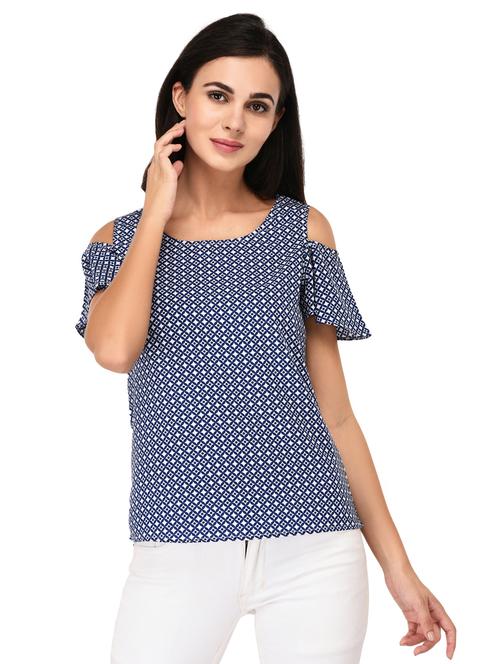 cold shoulder round neck top - 15583771 - Very Small Image - 1