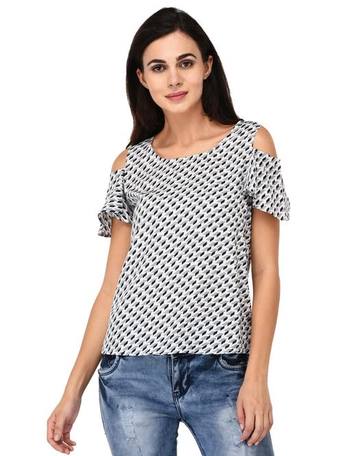 cold shoulder round neck top - 15583773 - Very Small Image - 1