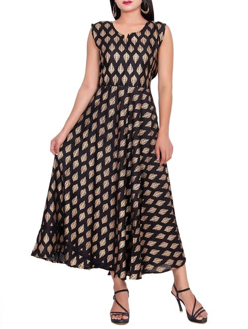 foil print a-line dress - 15583991 - Very Small Image - 1