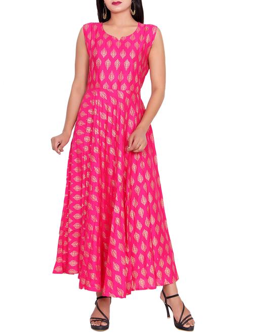 foil print fit & flare dress - 15583994 - Very Small Image - 1