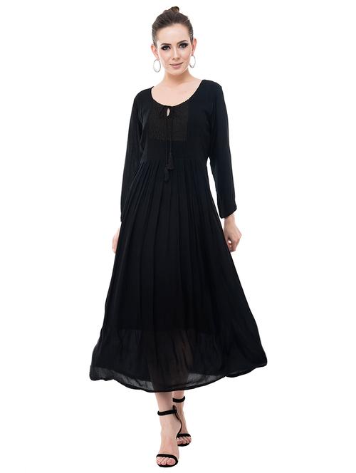 tie neck crochet detail flared dress - 15584097 - Very Small Image - 1