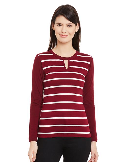 keyhole neck striped top - 15584124 - Very Small Image - 1