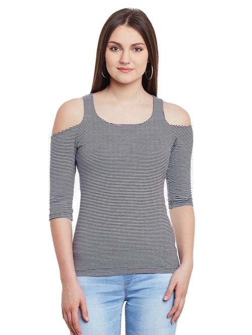 cold shoulder striped top - 15584126 - Very Small Image - 1
