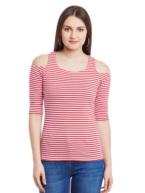 cold shoulder striped top - 15584127 - Very Small Image - 1