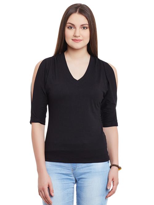 v-neck slit sleeved top - 15584129 - Very Small Image - 1