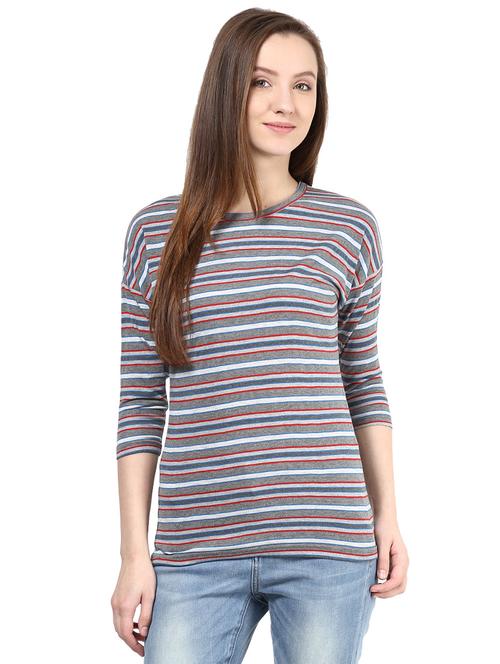 drop shoulder striped tee - 15584130 - Very Small Image - 1