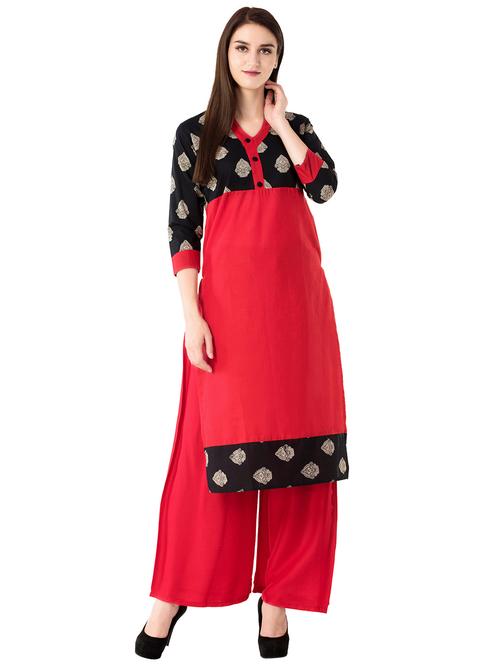 printed kurta with palazzo set - 15584415 - Very Small Image - 1