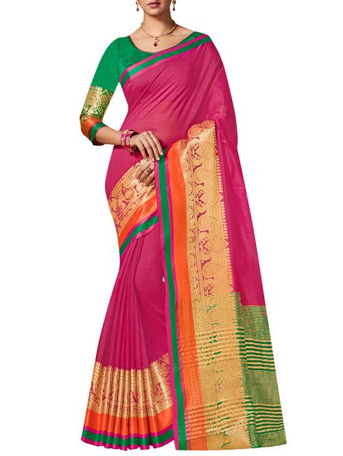 zari bordered saree with blouse - 15584750 - Very Small Image - 1
