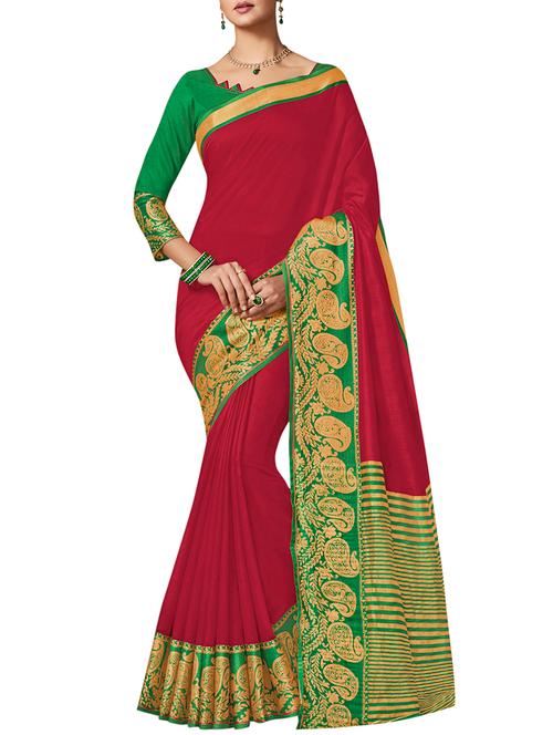zari bordered saree with blouse - 15584752 - Very Small Image - 1