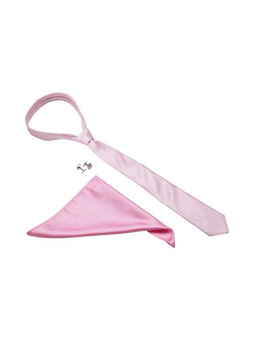 pink microfiber tie with pocketsquare and cufflink - 15584760 - Very Small Image - 1