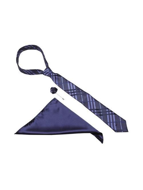 blue microfiber tie with pocketsquare and lapelpin - 15584772 - Very Small Image - 1