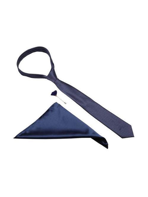 blue microfiber tie with pocketsquare and lapelpin - 15584788 - Very Small Image - 1