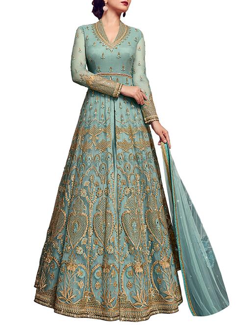 embroidered high-slit anarkali suit - 15585115 - Very Small Image - 1