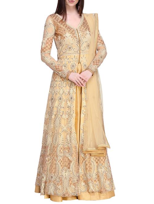 embroidered semi-stitched anarkali suit - 15585117 - Very Small Image - 1