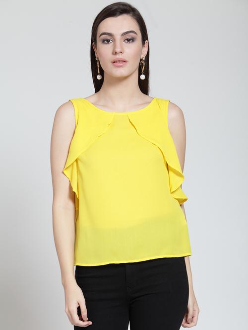 cutout back ruffle detail top - 15585304 - Very Small Image - 1