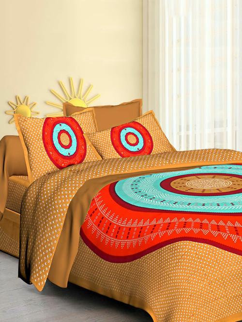 jaipuri cotton double bedsheet with 2 pillow covers - 15585647 - Very Small Image - 1
