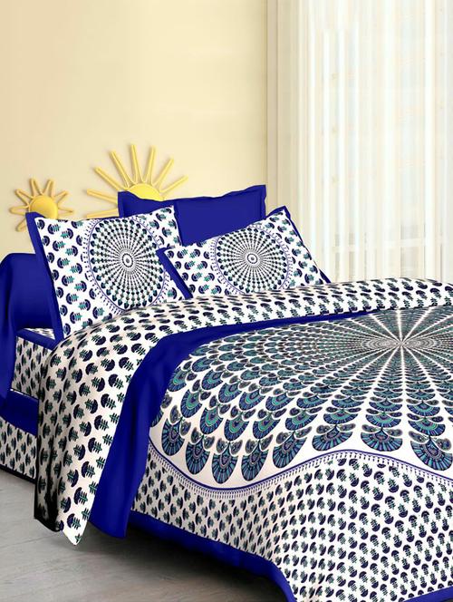 jaipuri cotton double bedsheet with 2 pillow covers - 15585651 - Very Small Image - 1