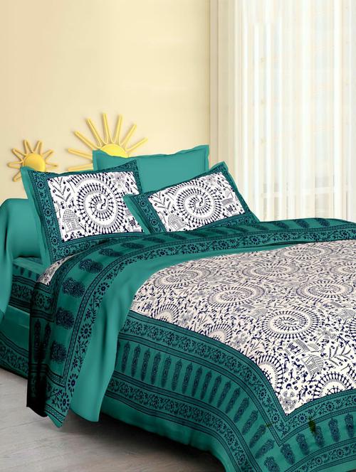 jaipuri cotton double bedsheet with 2 pillow covers - 15585662 - Very Small Image - 1
