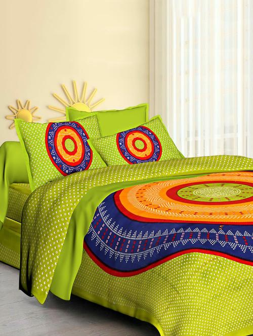 jaipuri cotton double bedsheet with 2 pillow covers - 15585665 - Very Small Image - 1