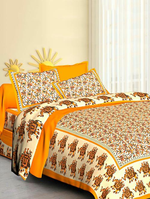 jaipuri cotton double bedsheet with 2 pillow covers - 15585667 - Very Small Image - 1