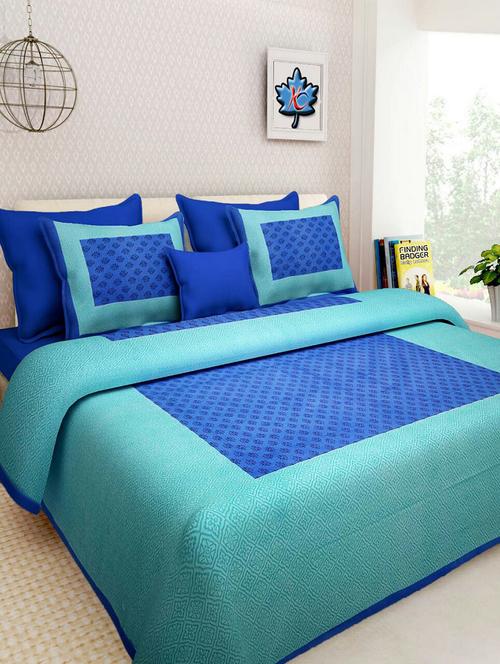 jaipuri cotton double bedsheet with 2 pillow covers - 15585670 - Very Small Image - 1