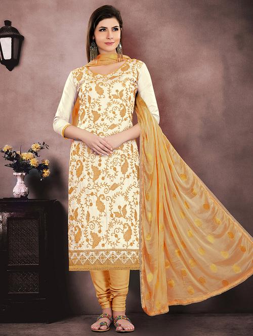 embroidered unstitched churidaar suit - 15585747 - Very Small Image - 1