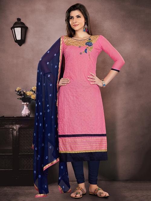 embroidered unstitched churidaar suit - 15585754 - Very Small Image - 1