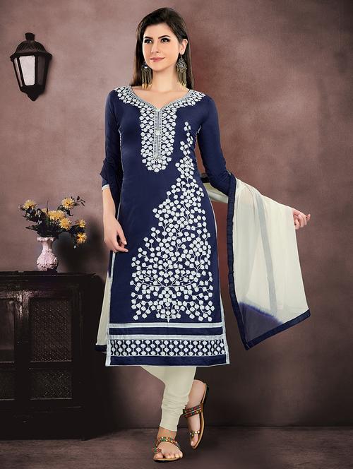 embroidered unstitched churidaar suit - 15585757 - Very Small Image - 1