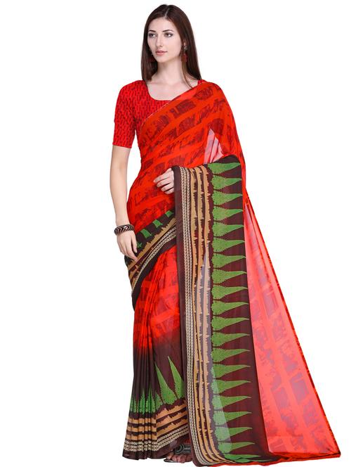 digital geometrical printed saree with blouse - 15585781 - Very Small Image - 1