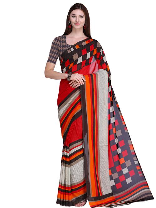 checkered digital printed saree with blouse - 15585782 - Very Small Image - 1
