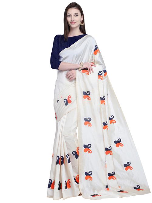 contrast shades paisley embroidered saree with blouse - 15585792 - Very Small Image - 1