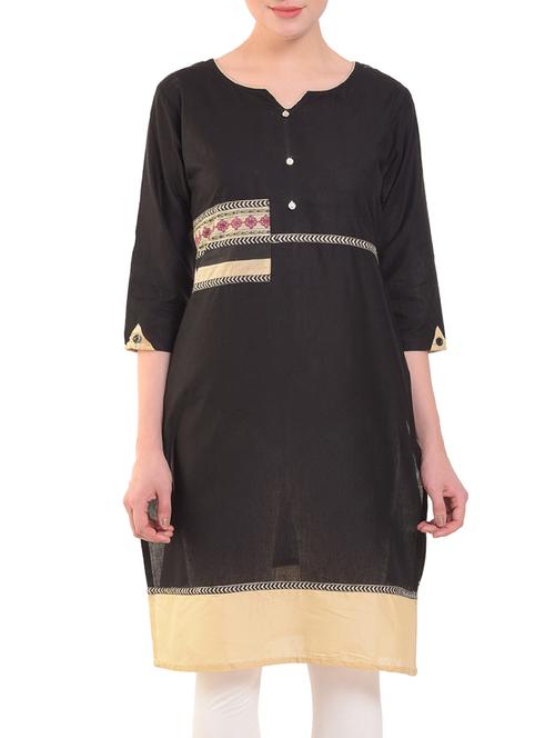 straight patch work kurta - 15586314 - Very Small Image - 1