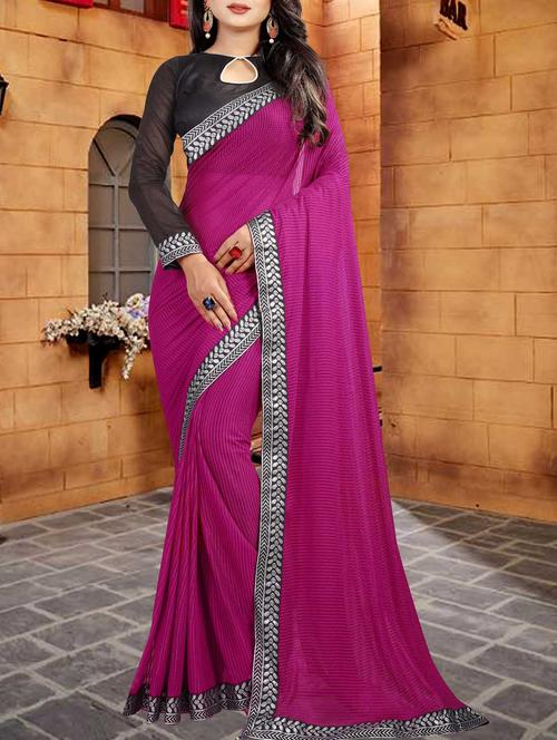 jacquard lace border saree with blouse - 15586657 - Very Small Image - 1