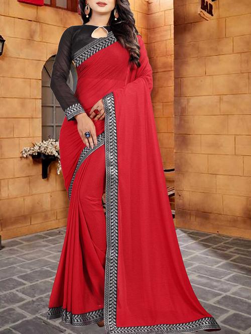 jacquard lace border saree with blouse - 15586713 - Very Small Image - 1