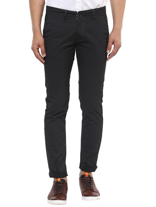 black cotton blend chinos casual trouser - 15587638 - Very Small Image - 1