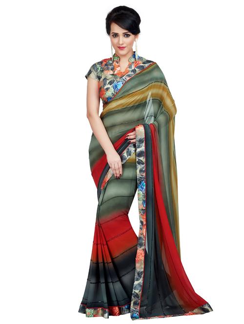 ombre printed saree with blouse - 15589454 - Very Small Image - 1