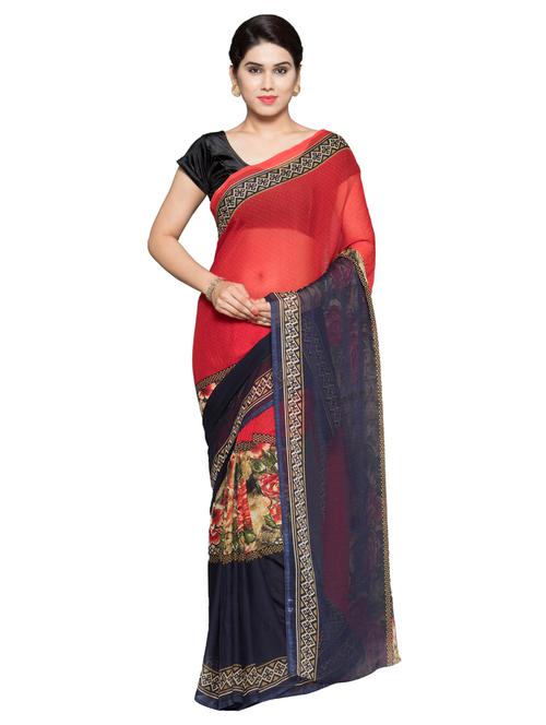 ditsy floral printed saree with blouse - 15589455 - Very Small Image - 1