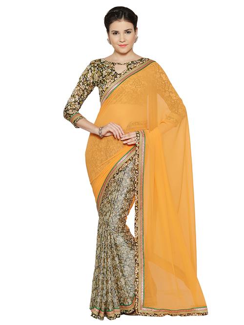 ditsy floral half and half saree with blouse - 15589488 - Very Small Image - 1
