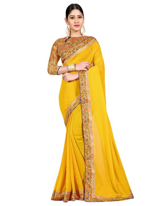 zaril lace bordered saree with blouse - 15589587 - Very Small Image - 1