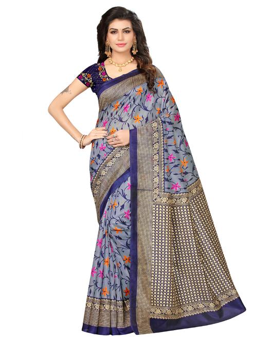 floral printed saree with blouse - 15589625 - Very Small Image - 1