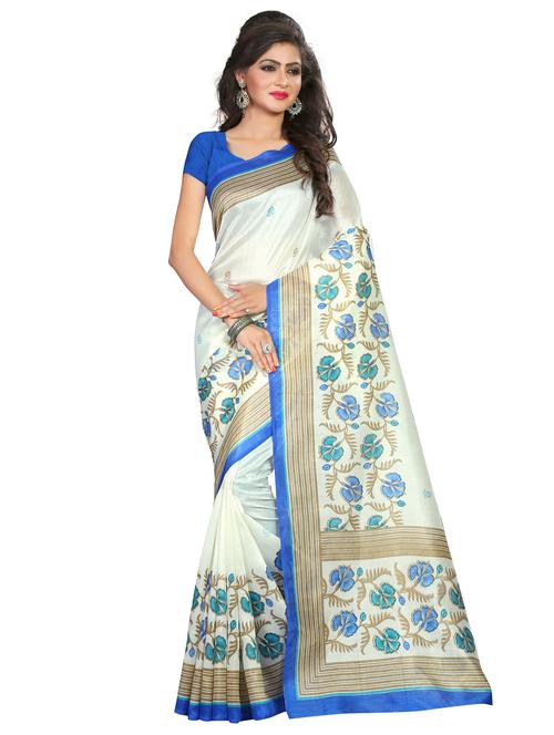 floral printed saree with blouse - 15589640 - Very Small Image - 1