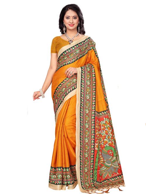 contrast bordered saree with blouse - 15589726 - Very Small Image - 1
