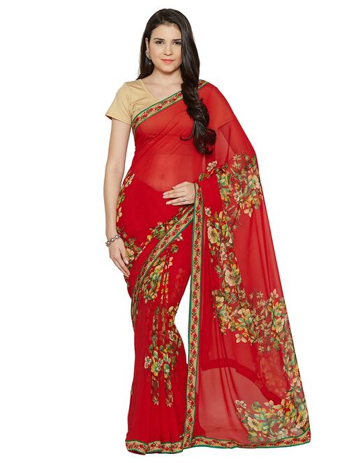 ditsy floral printed saree with blouse - 15589754 - Very Small Image - 1