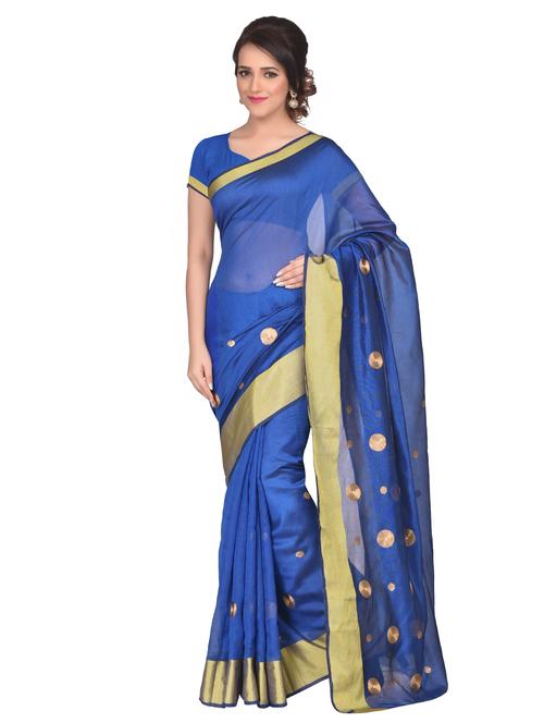 zari embroidered saree with blouse - 15589894 - Very Small Image - 1